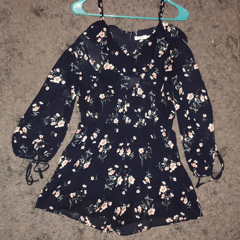 Navy Blue floral pattern romper